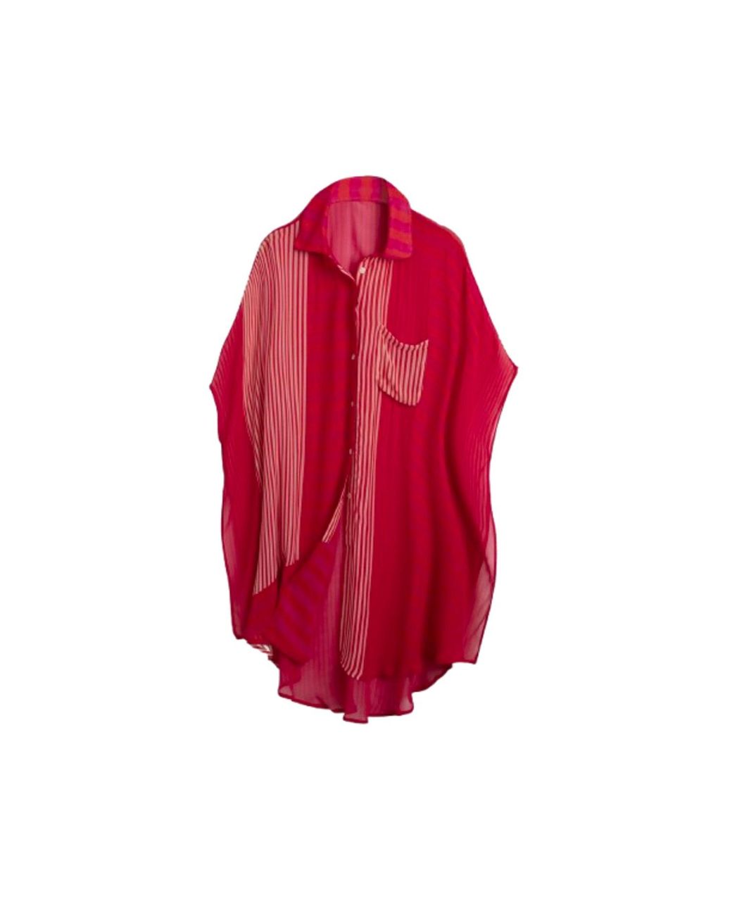 Saachi Red Flowy Striped Oversized Shirt