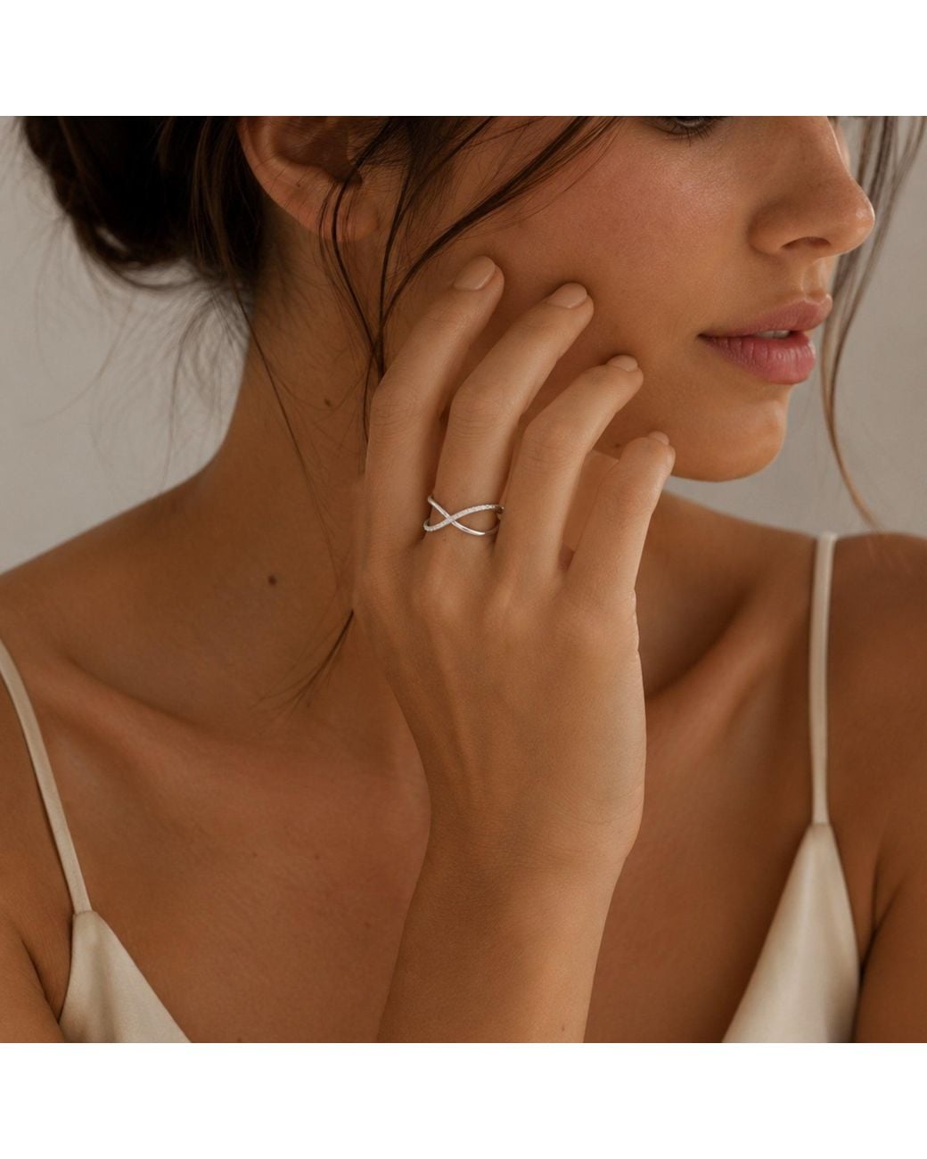 Spero London Metallic Sterling Pave X Ring