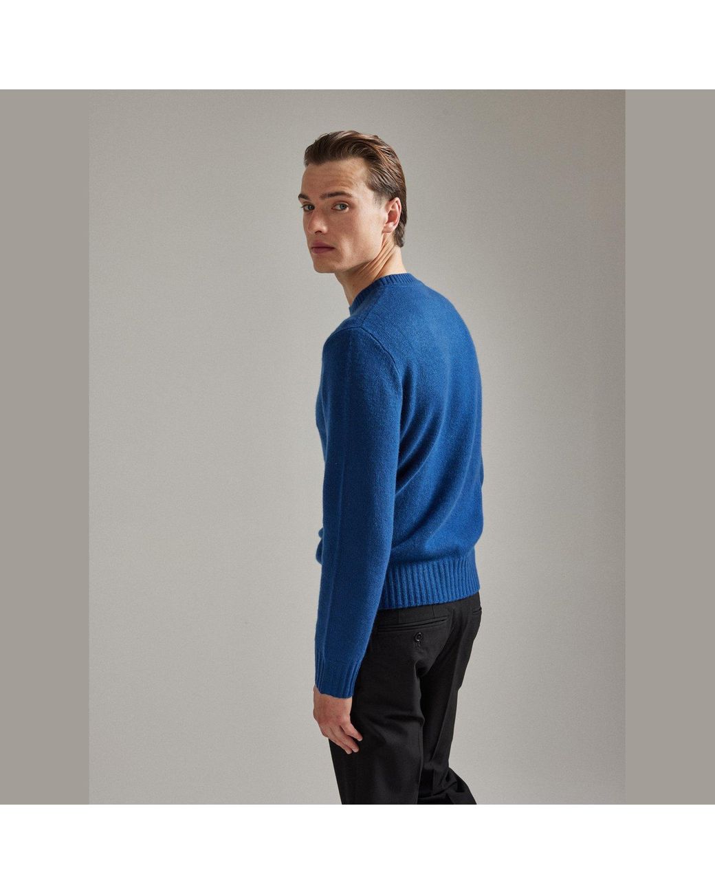 Salts Cashmere Blue Lofty Knit Crew Neck Sweater