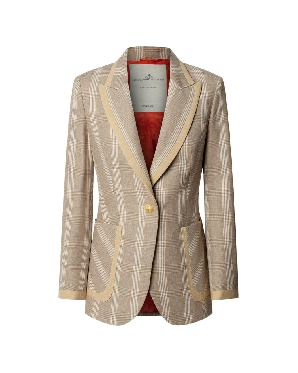 The Extreme Collection Natural Neutrals Camel Linen Tailored Blazer