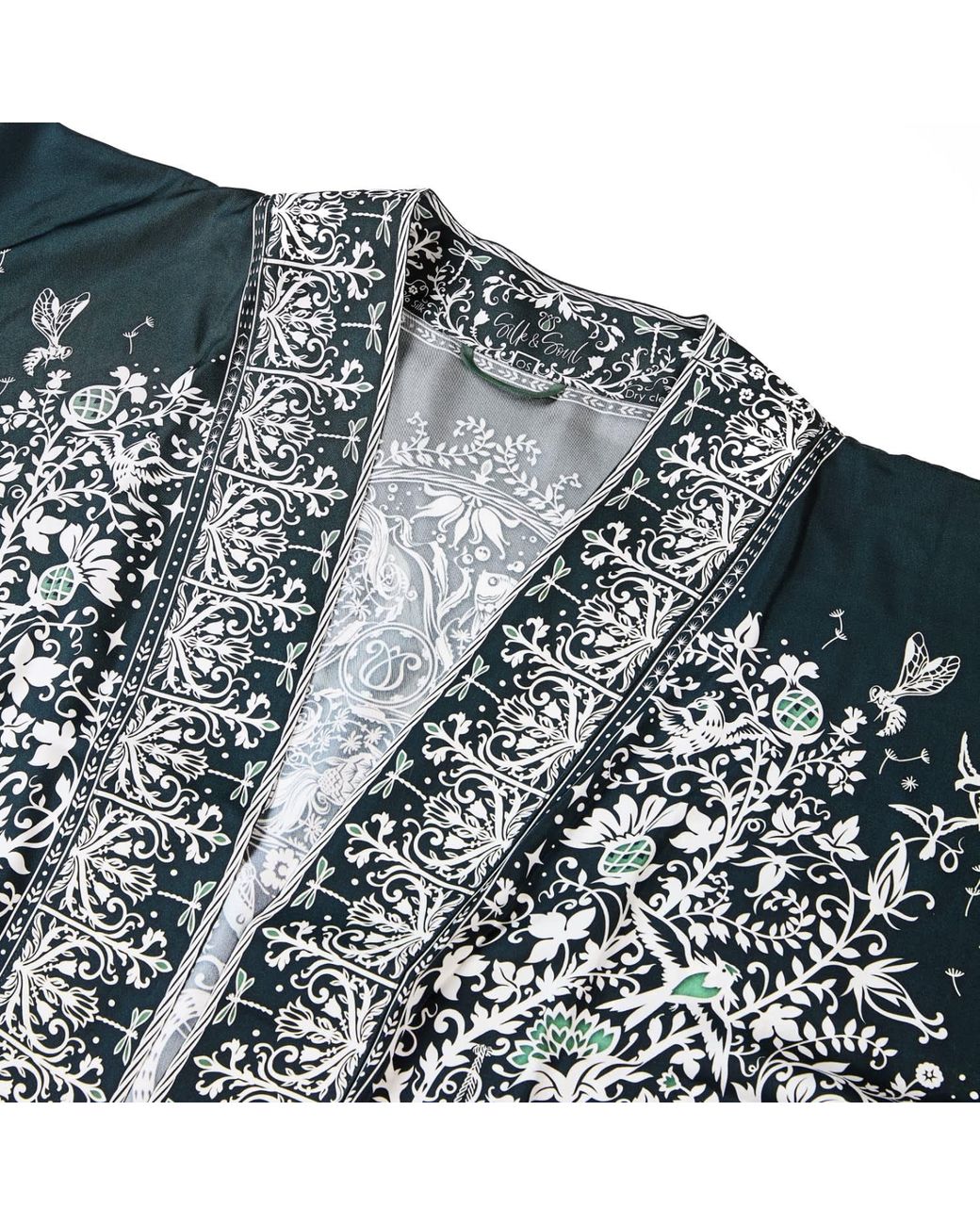 Silk&Soul Gray Tree Of Life Silk Robe