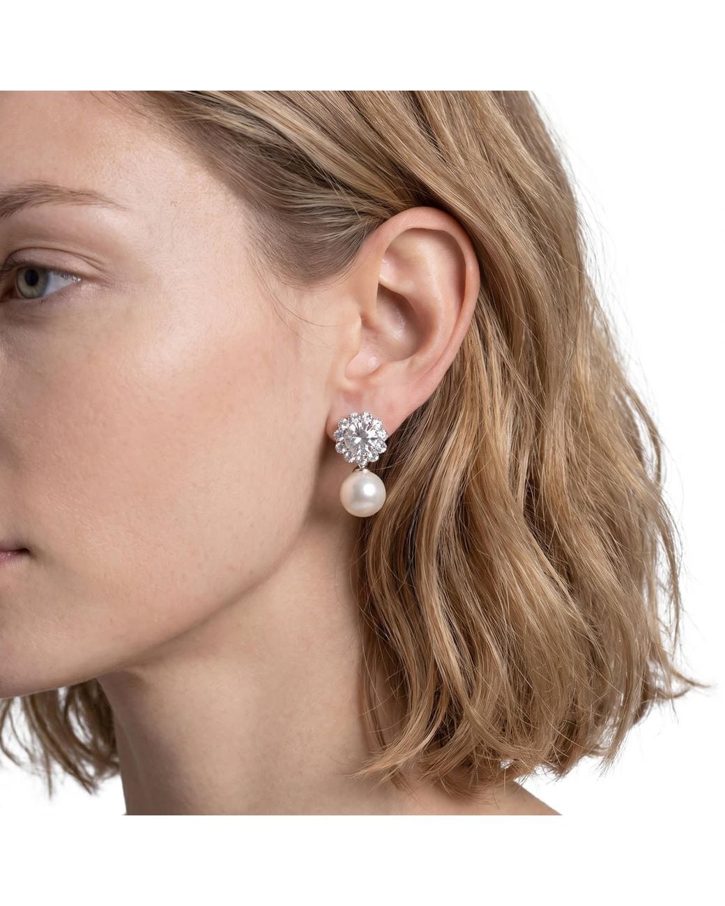 Modenaire Metallic Pearl Drop Necklace And Earrings Set