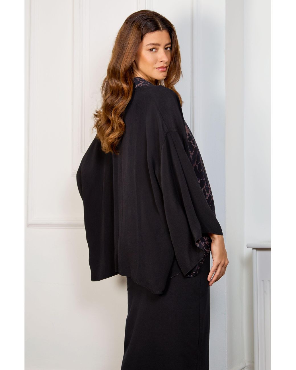 Artemis Muse Black Leopard Print & Reversible Kimono