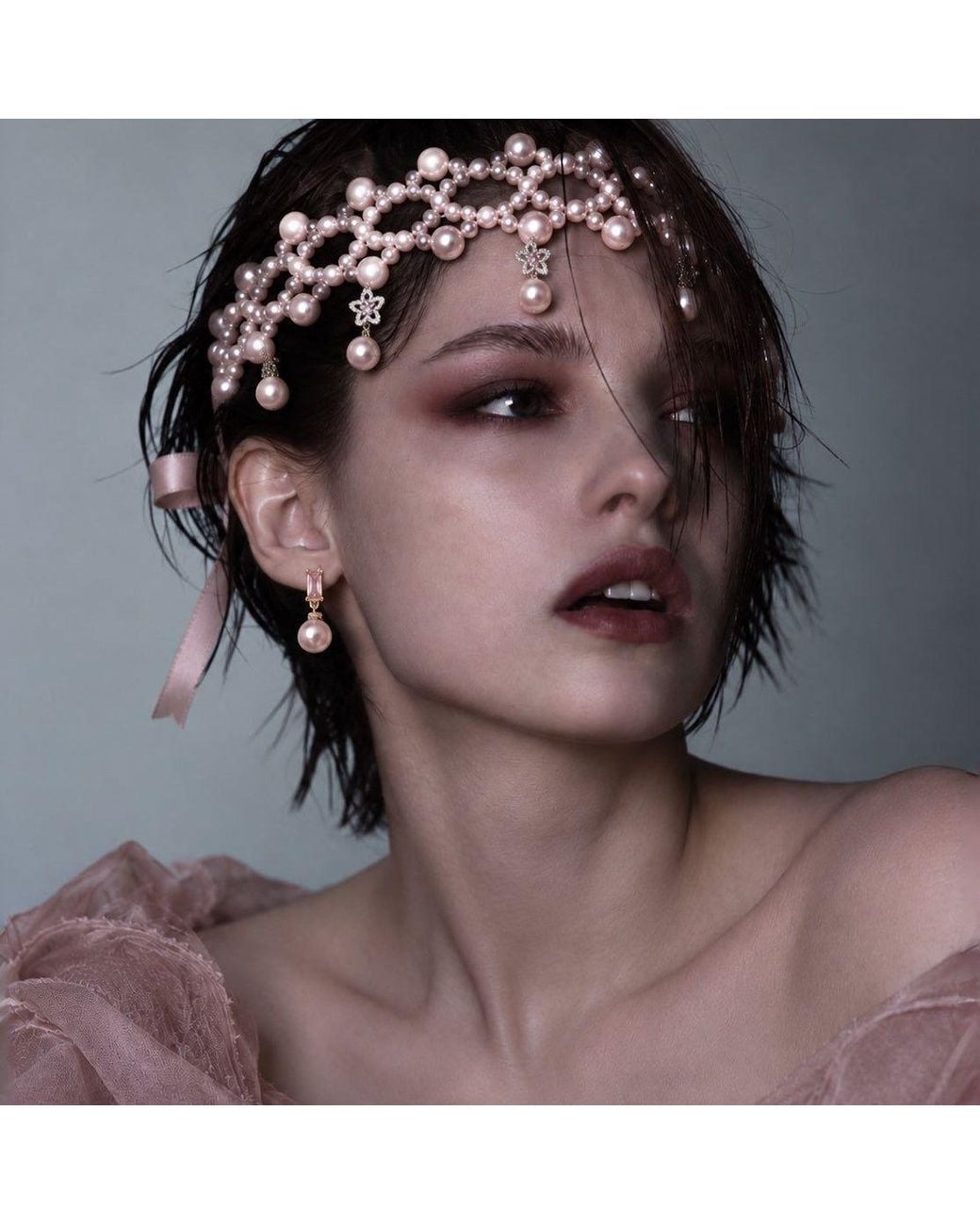 Ninemoo Pink Ballet Rosé Arabesque Pearl Headpiece
