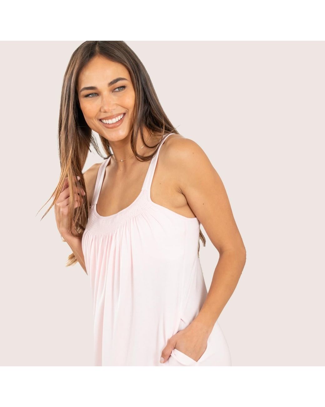 JJwinks Pink Sweetheart Bra-Free Short Nightgown With Pockets