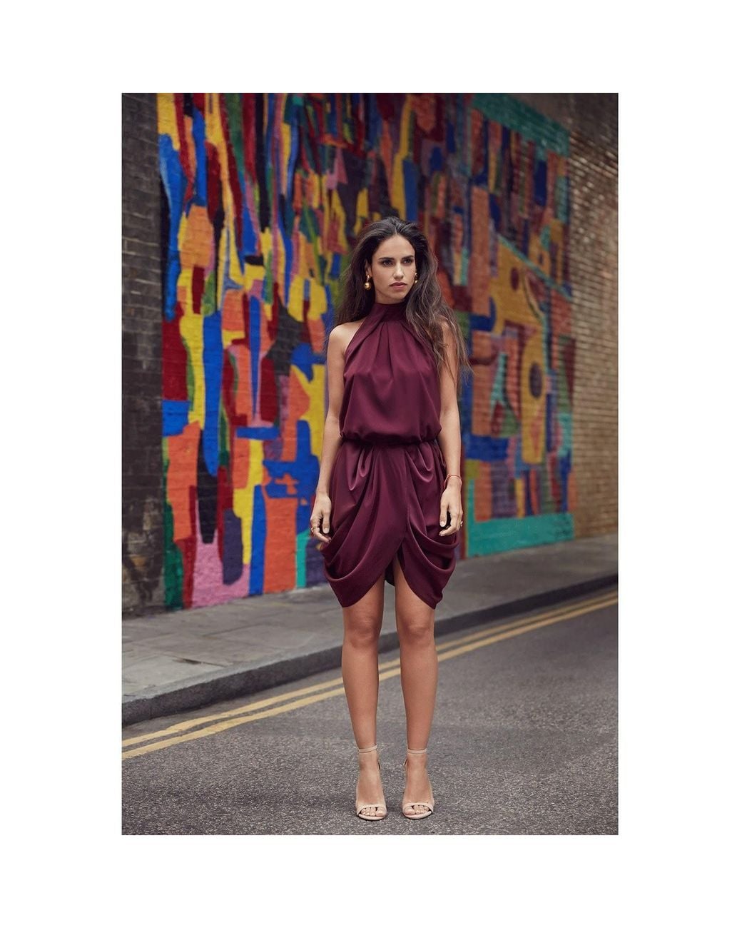 Monique Singh Purple Iconic Burgundy Midi Cocktail Dress