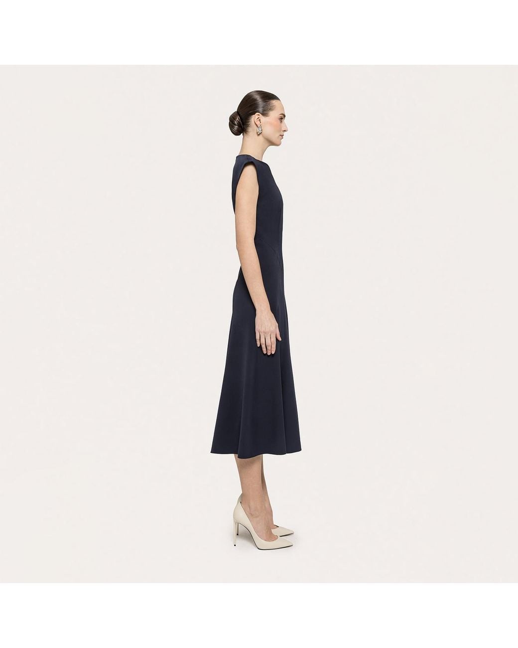 Nissa Blue A-Line Midi Dress