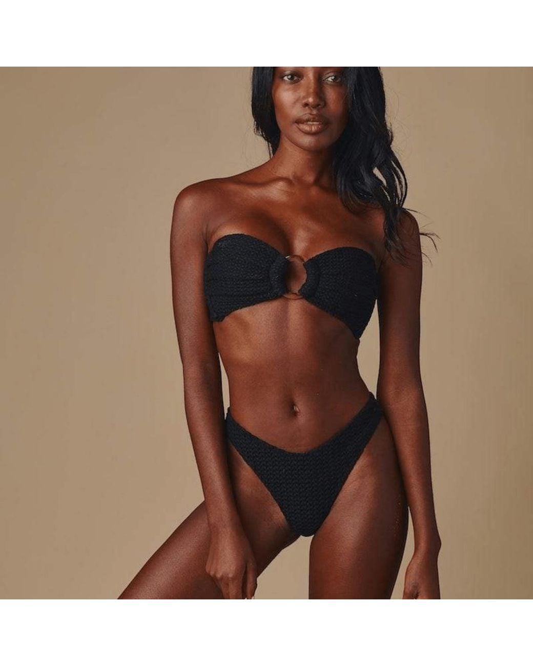 Montce Black Crochet Lulu Zig Zag Stitch Bikini Bottom