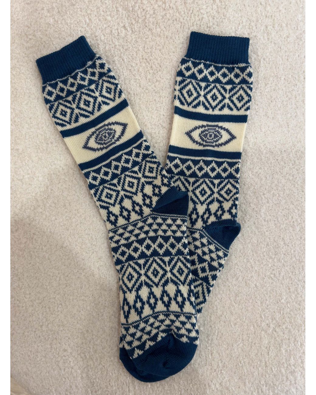BEIRA Blue Neutrals Luxury Wool Fair Isle Socks