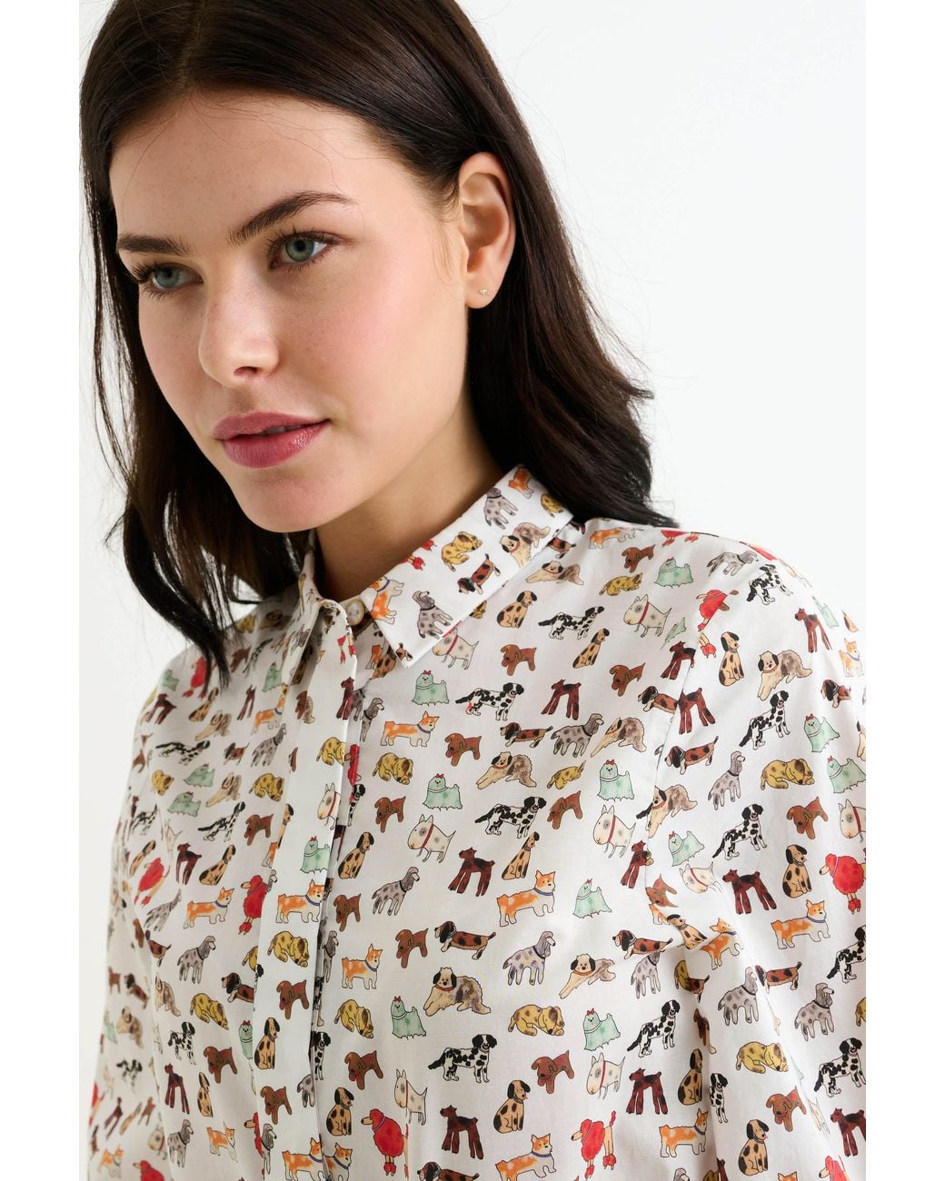 Louche White Byron Dogs Day Long Sleeve Shirt