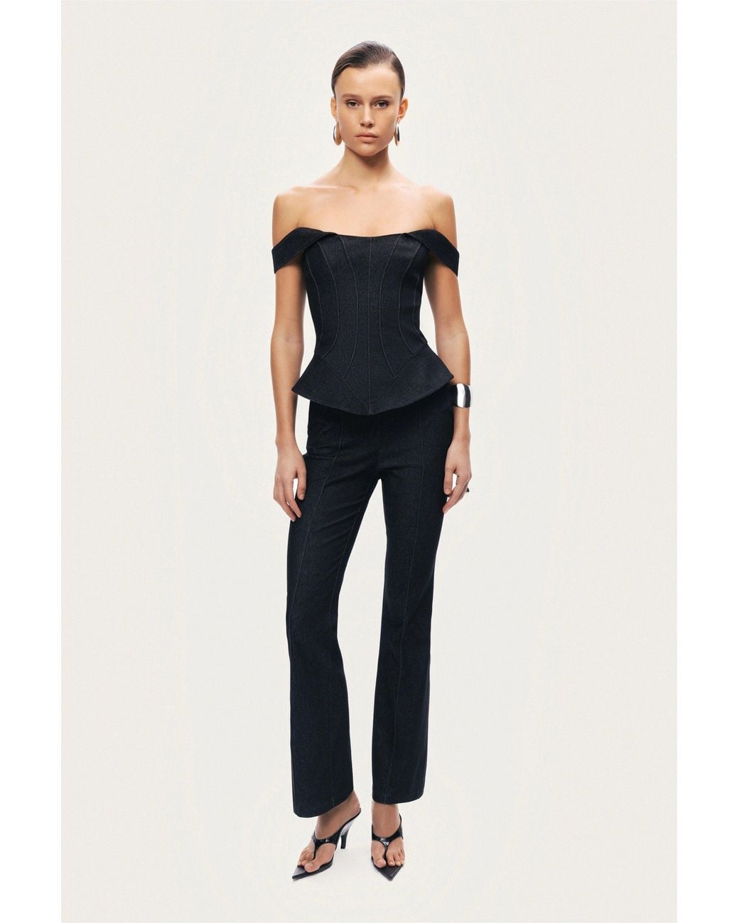 Nocturne Black Off-Shoulder Sculpted Bustier