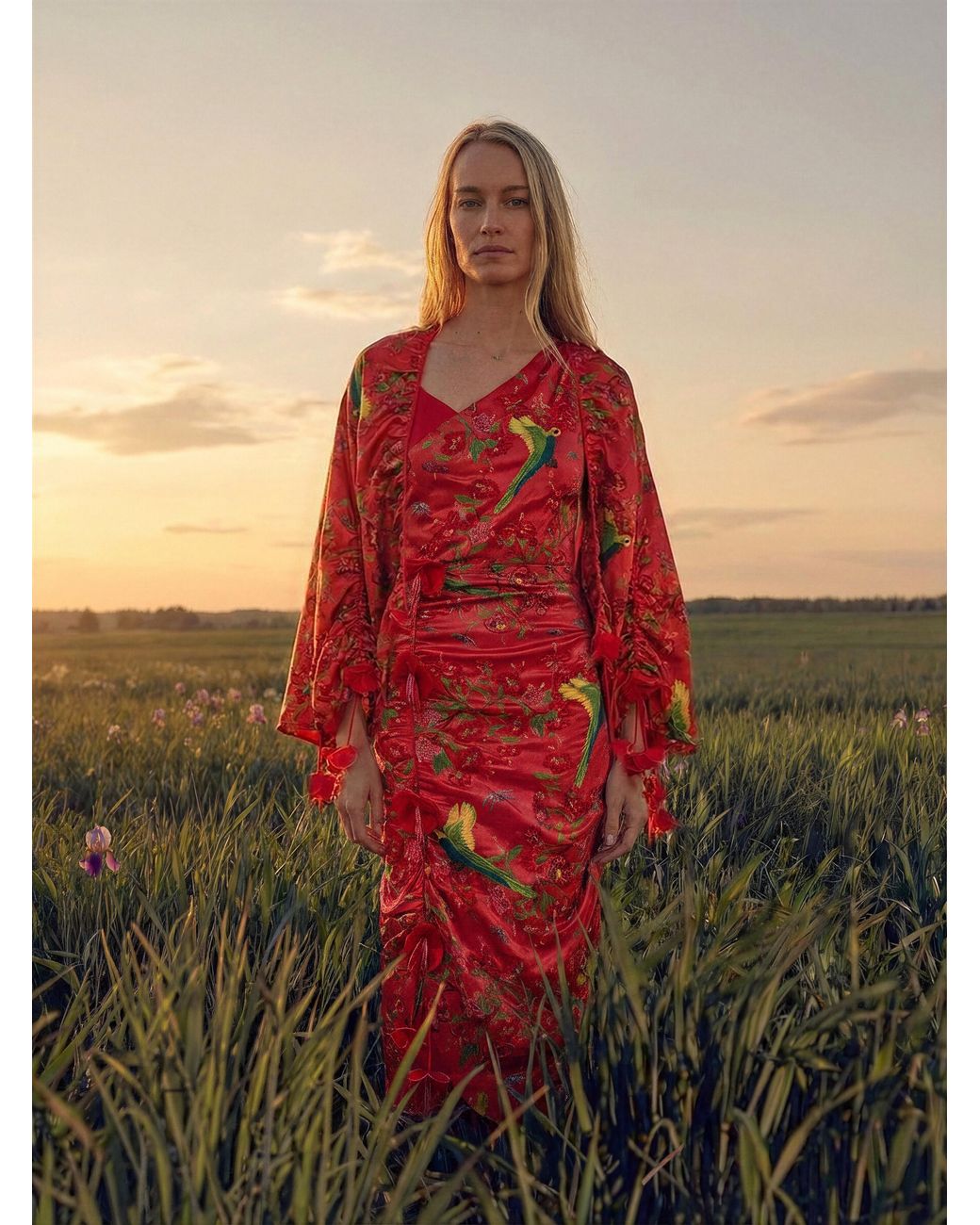 Ashaki Red Maya Bloom Scarf
