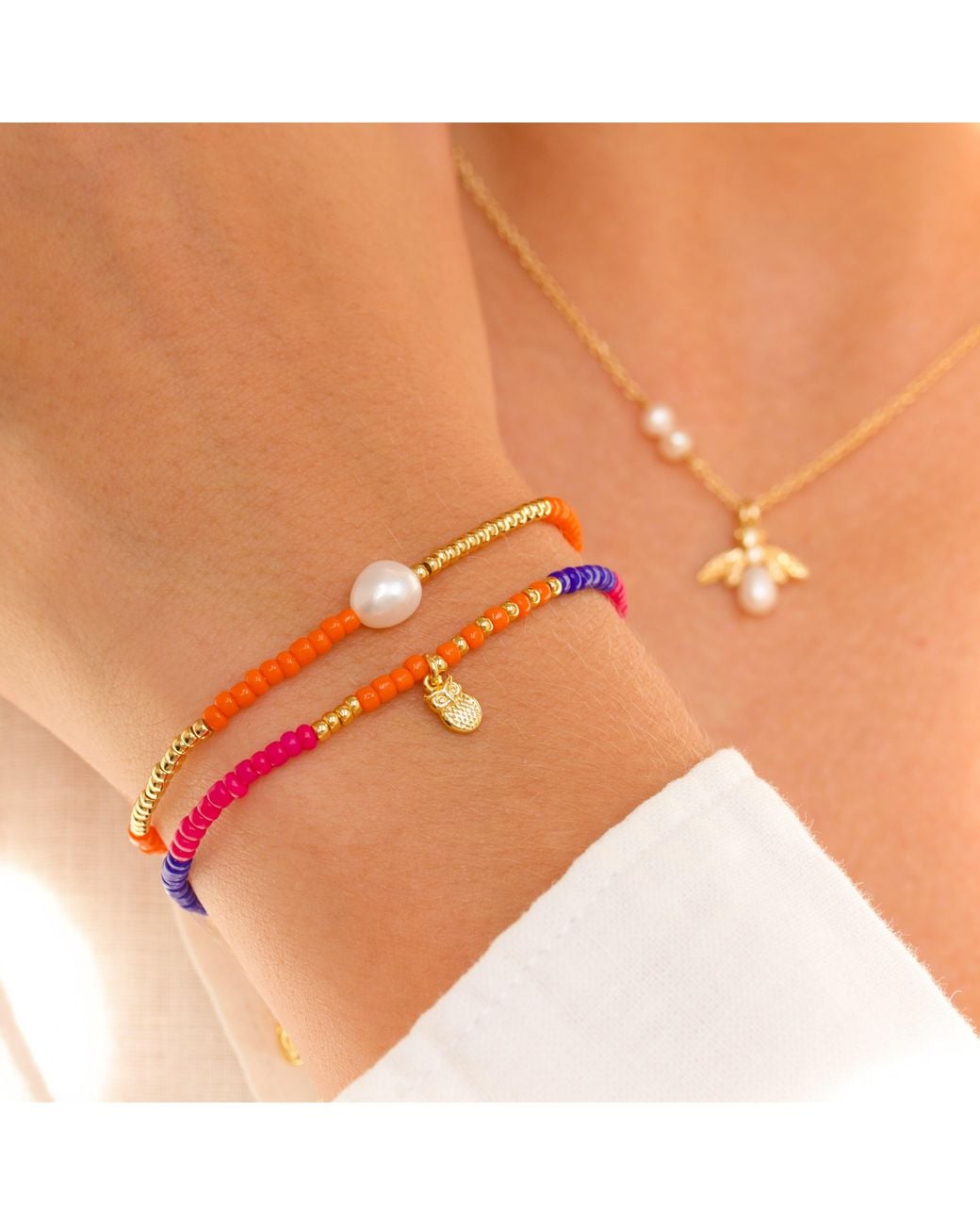 With Love Darling Metallic Geni Pearl Bracelet