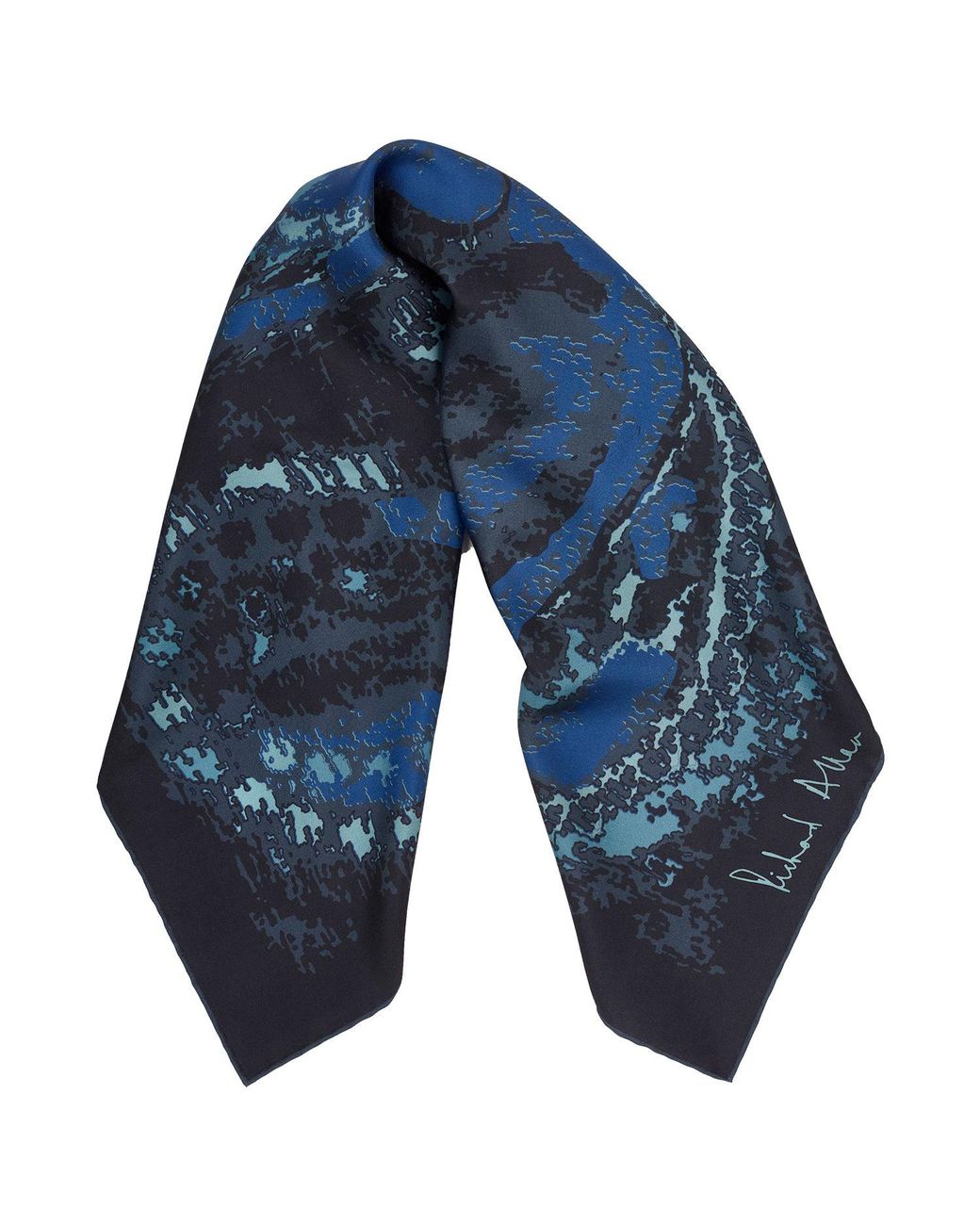 Richard Allan London Blue Illusion Silk Scarf