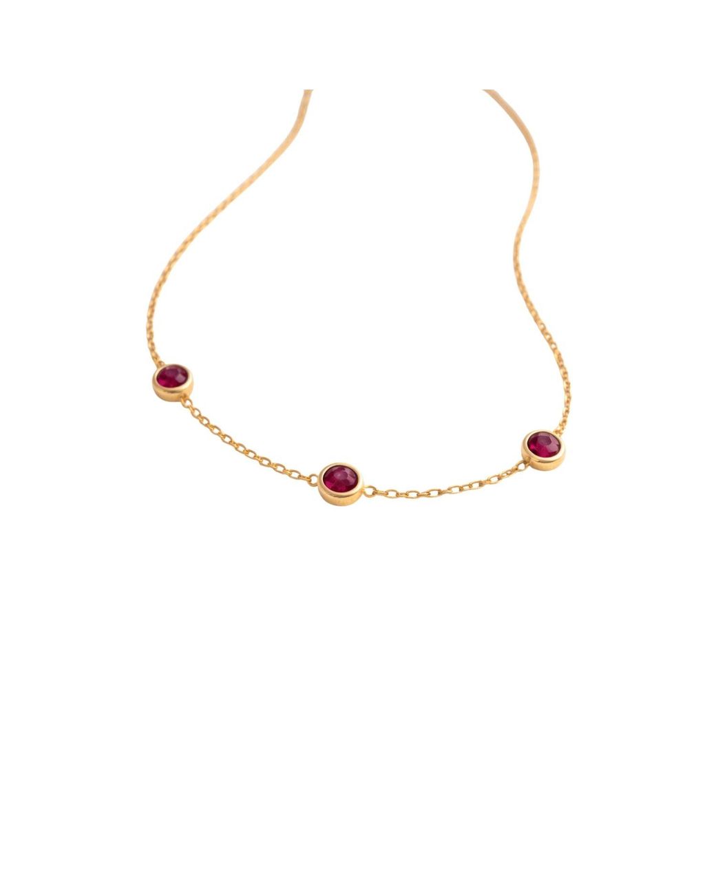 Lily Flo Jewellery Ruby Three Station Necklace | Lyst UK
