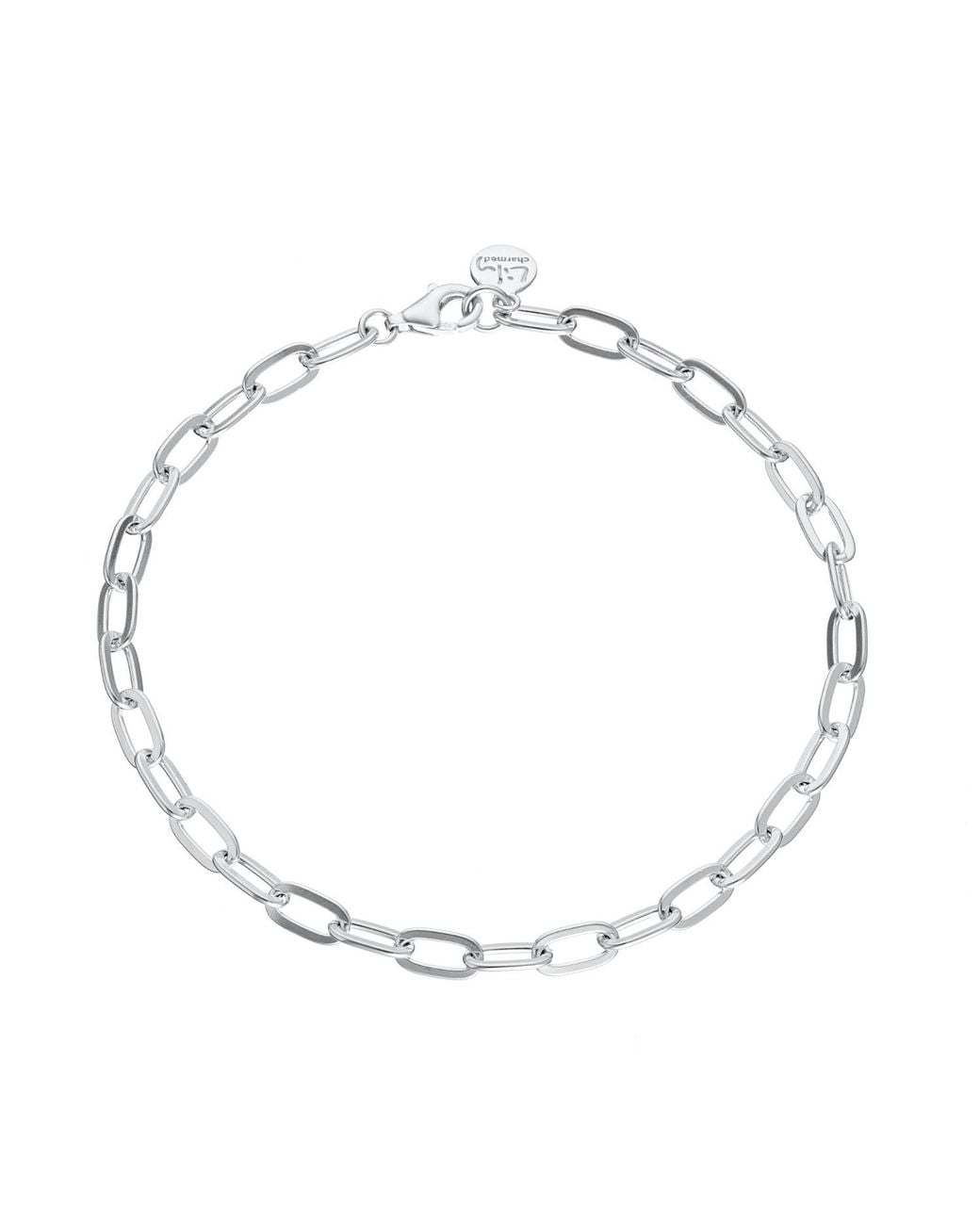 Lily Charmed Metallic Sterling Chunky Oval Link Charm Bracelet