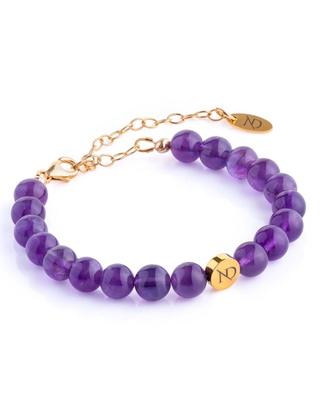 N'damus London Purple Adjustable Amethyst Gemstone Bracelet & Chain