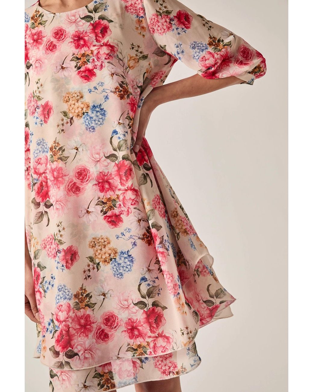 James Lakeland White Print Flower Wave Hem Dress