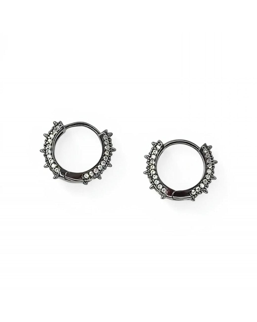 Jagged Halo Jewelry Metallic Crystal Spike Mini Huggie Hoop Earrings Rhodium