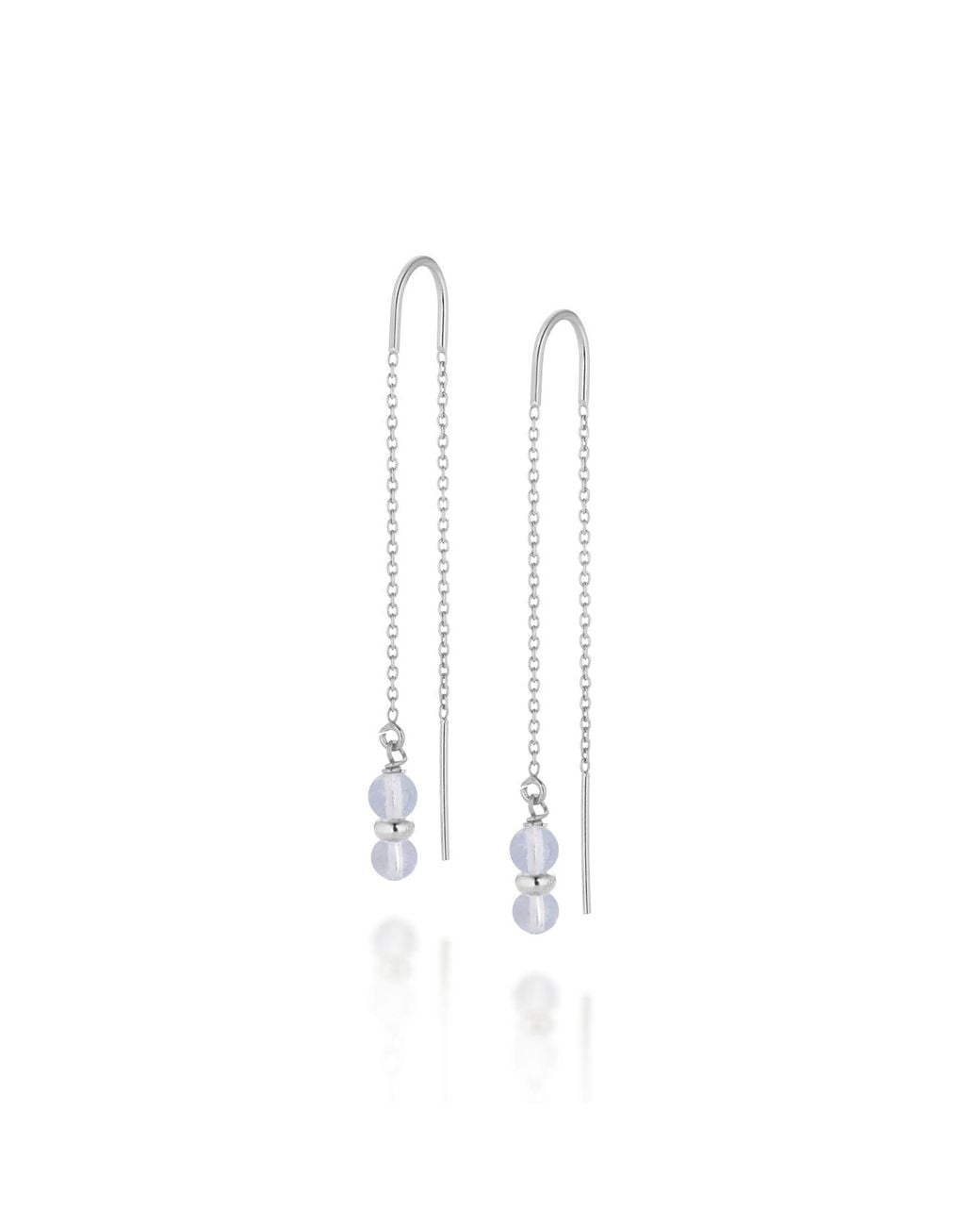 Nellou Jewellery White Fall Birthstone Earrings March Aquamarine Sterling