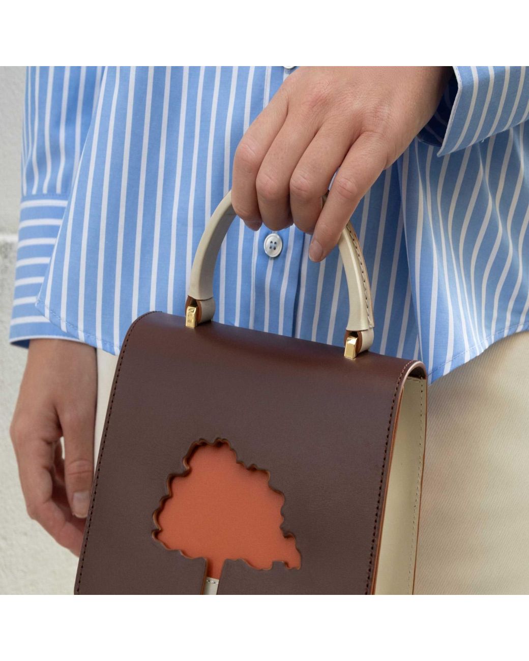 Absurde Brown One Way Small Leather Shoulder Bag