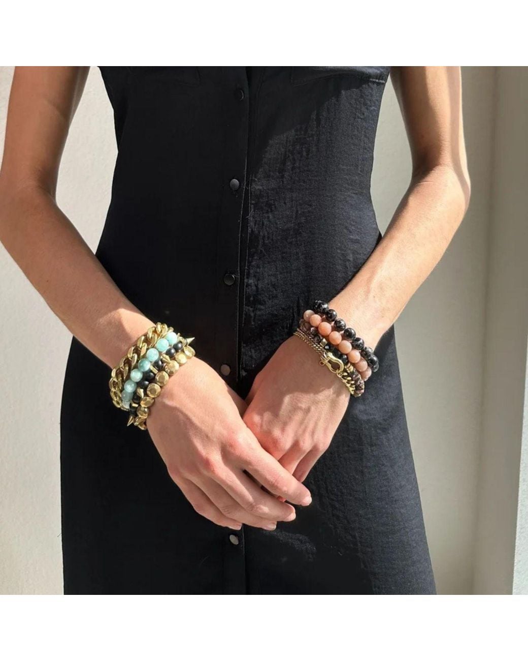 Rachel Nathan Metallic Remix: Peach Moonstone Bracelet