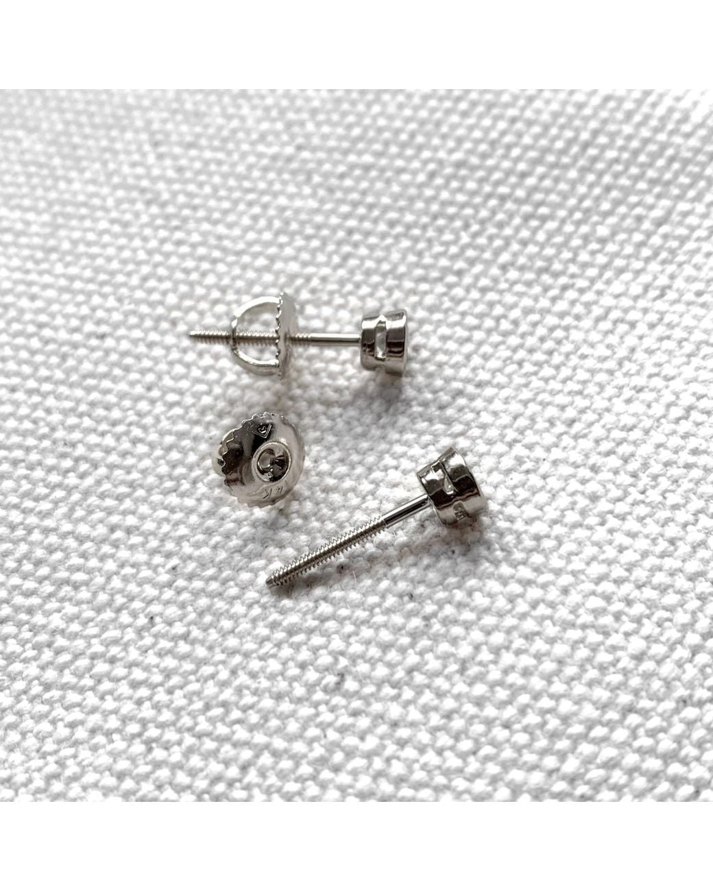 VicStoneNYC Fine Jewelry Metallic Natural Diamond Bezel Setting Stud Earrings With Screw Back