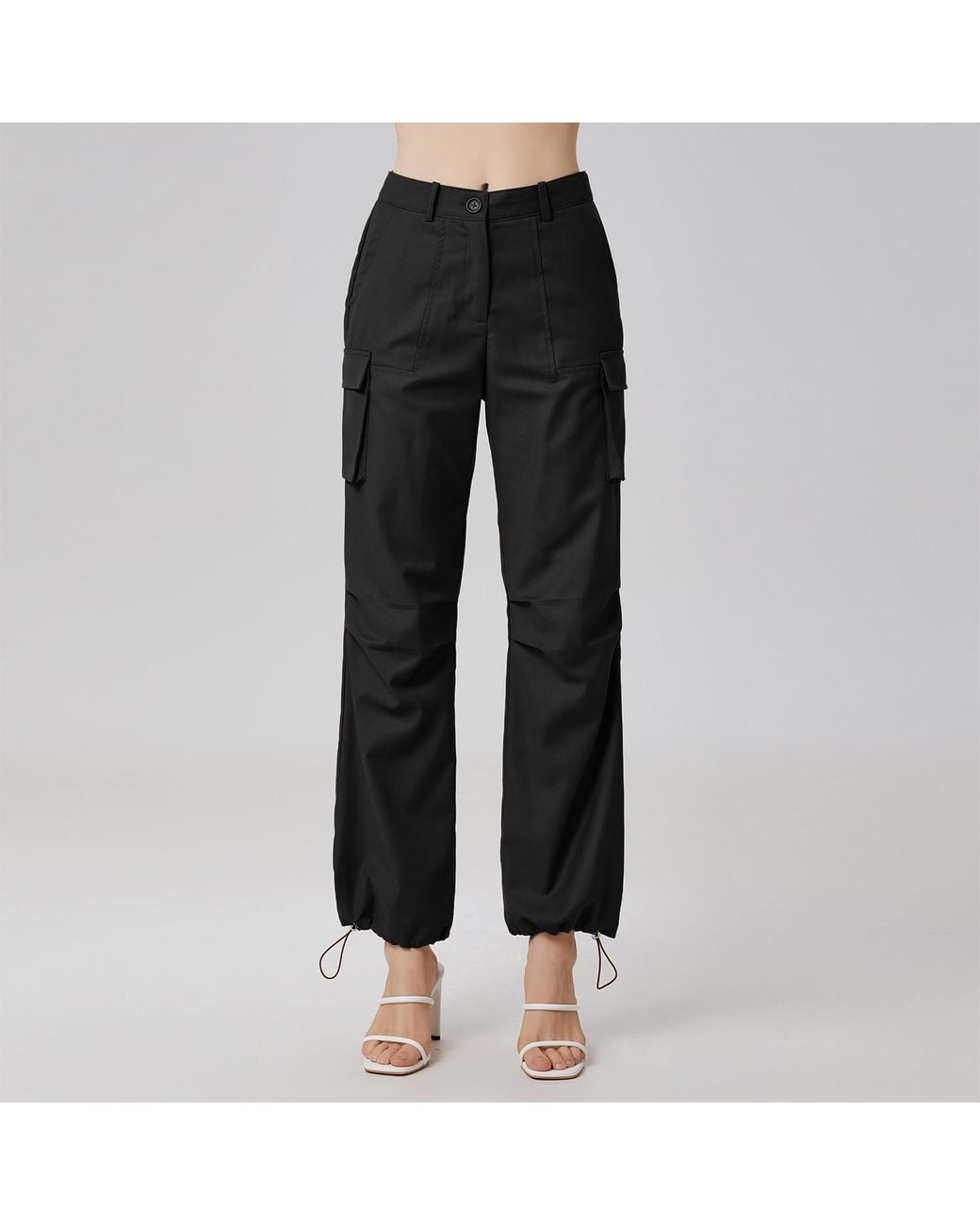 Smart and Joy Black Drawstring Ankle Cargo Pants
