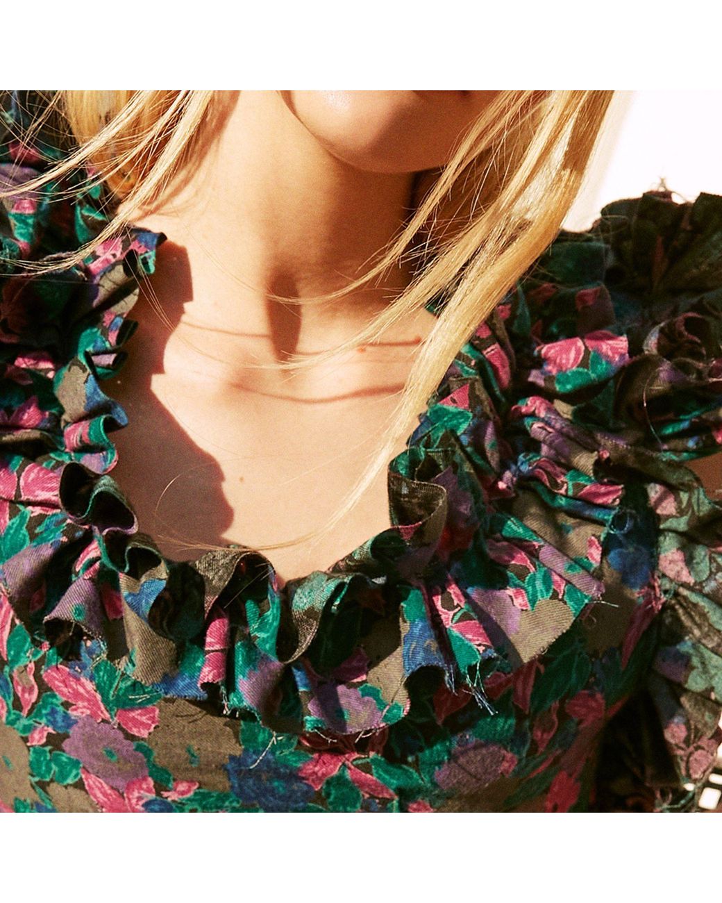 Miro Misljen Black Floral Ruffle Dress