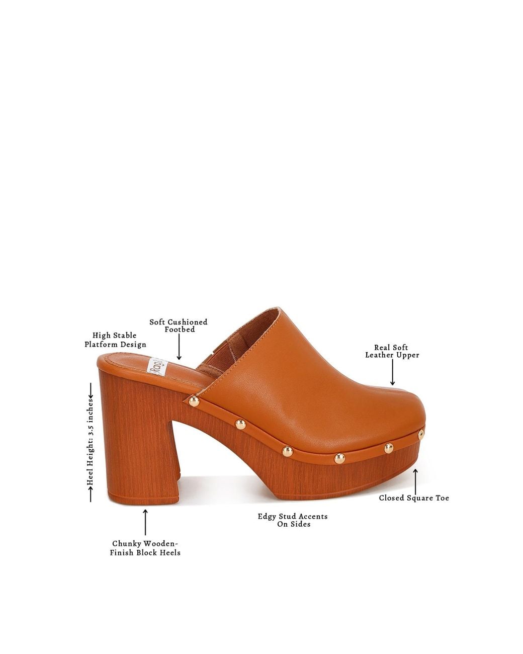 Rag & Co Brown Benji Recycled Leather Clogs