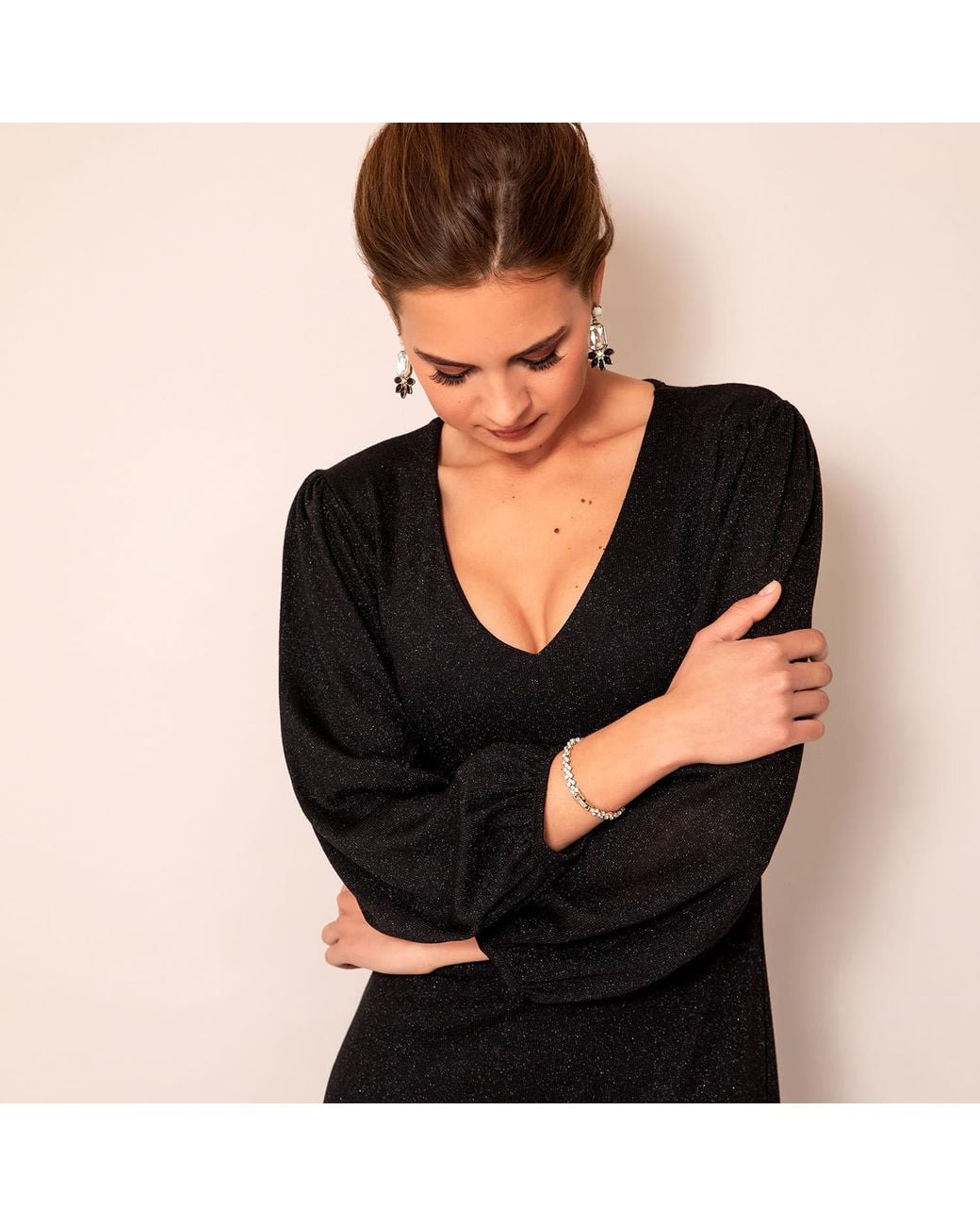 Alie Street London Black Cecilia Midi Dress Glitter