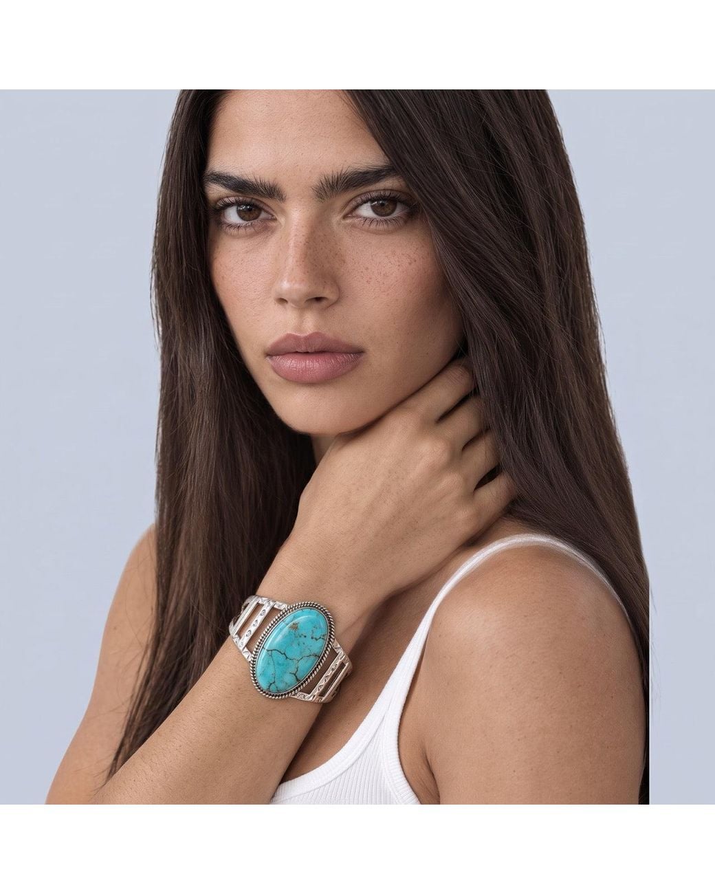 Saéa Blue Large Oval Ladder Cuff Bracelet