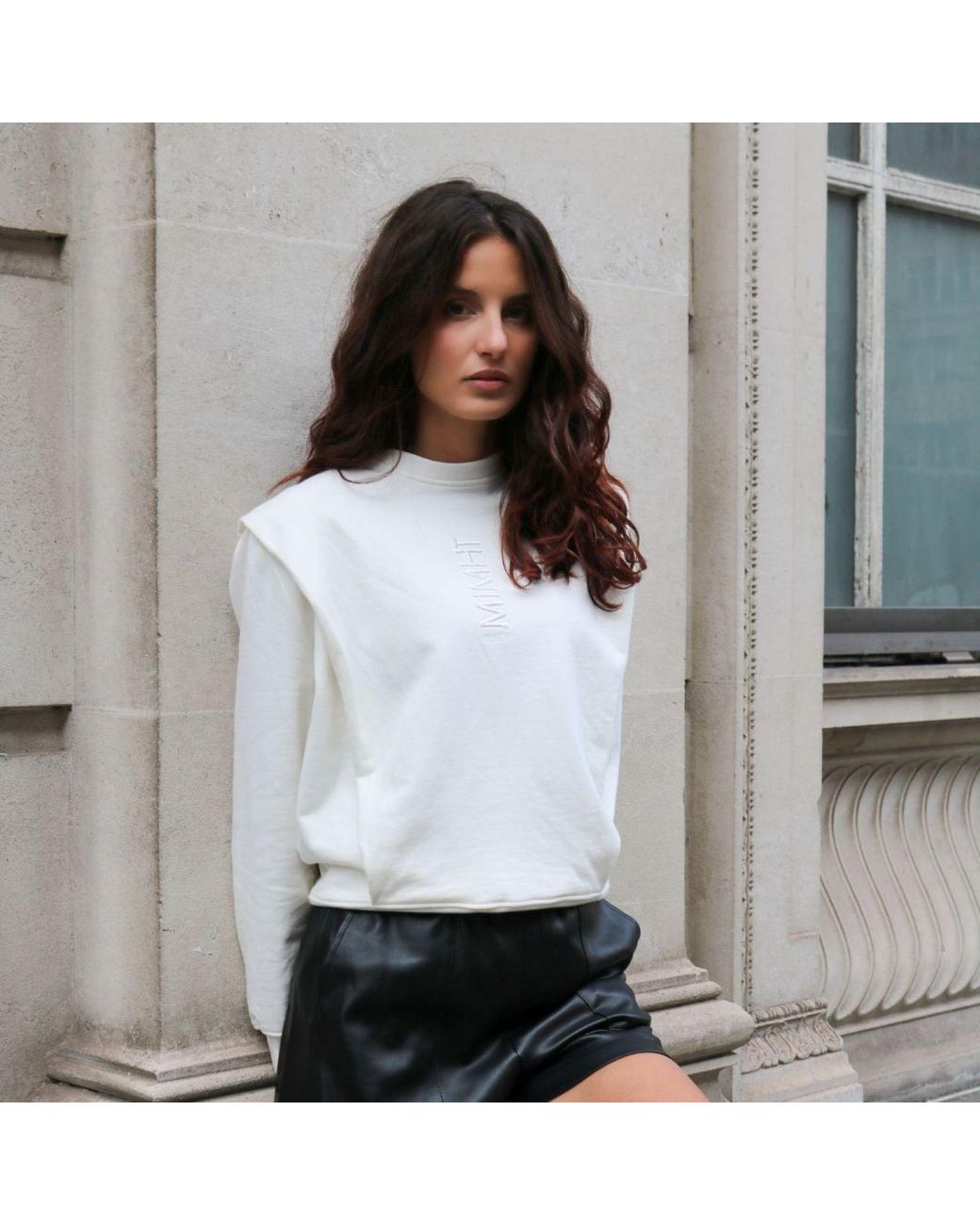 Mimhi Maison Gray Shoulder Pad Lauper Sweatshirt