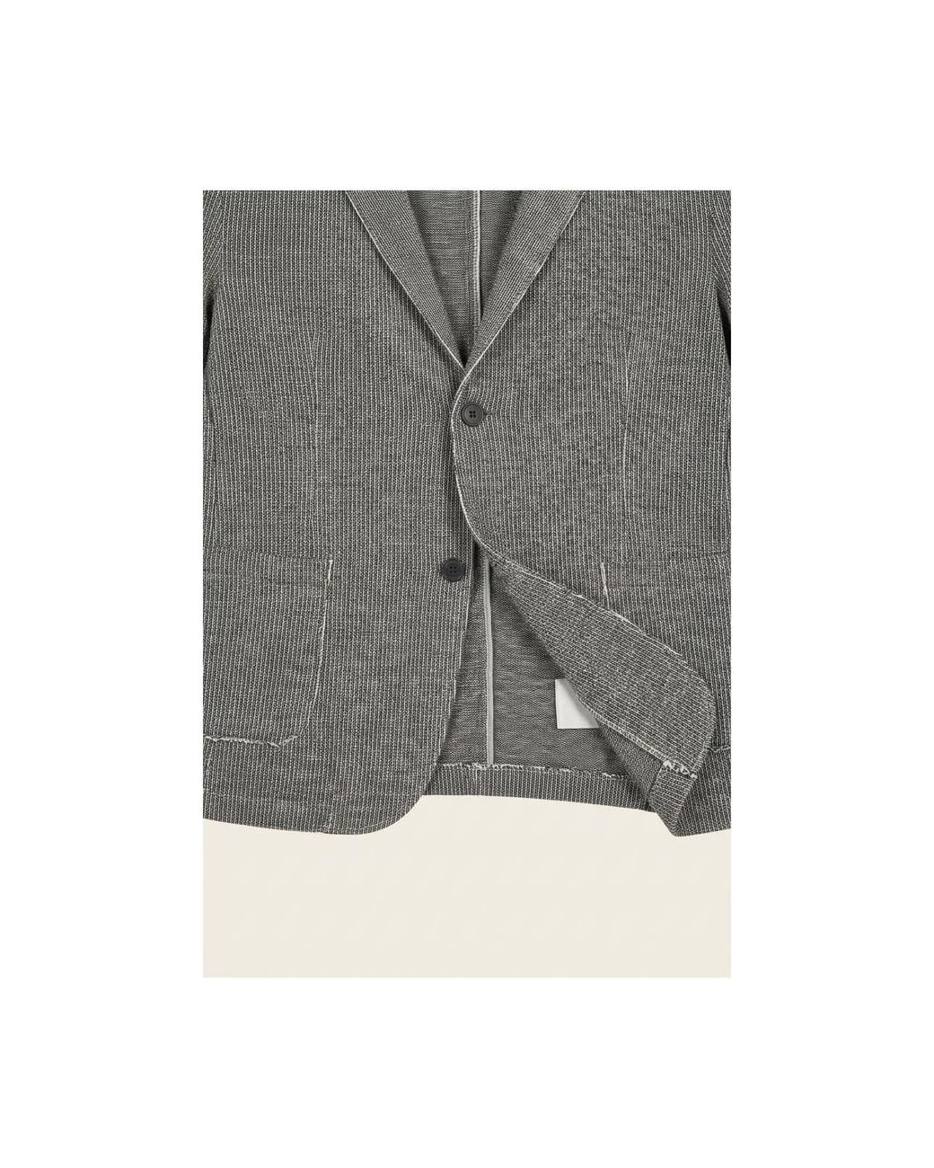 Ron Tomson Gray Cotton Blend Knit Cardigan for men
