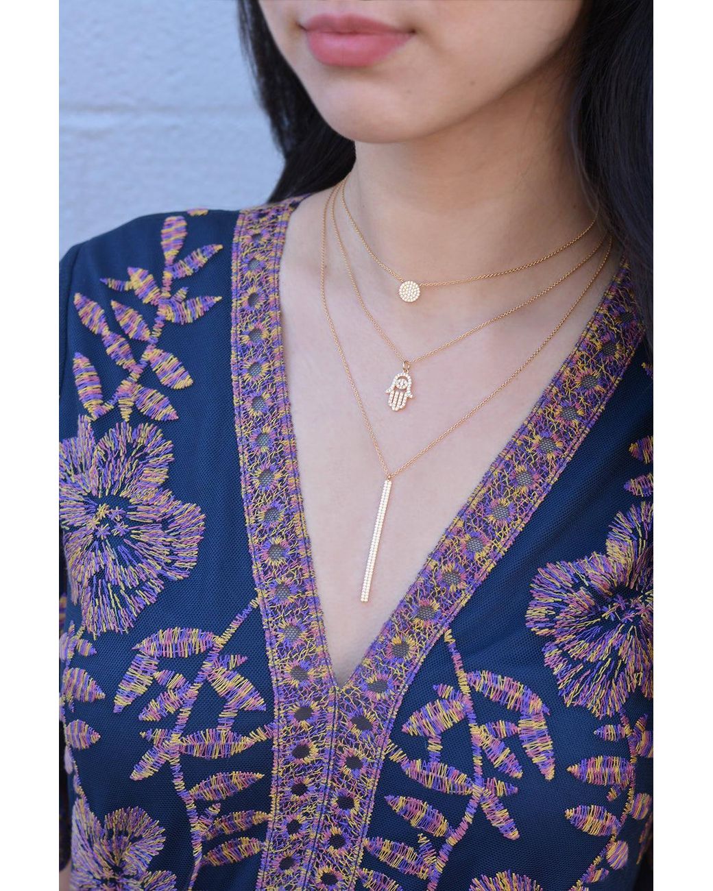 KAMARIA Metallic Pave Disk Necklace