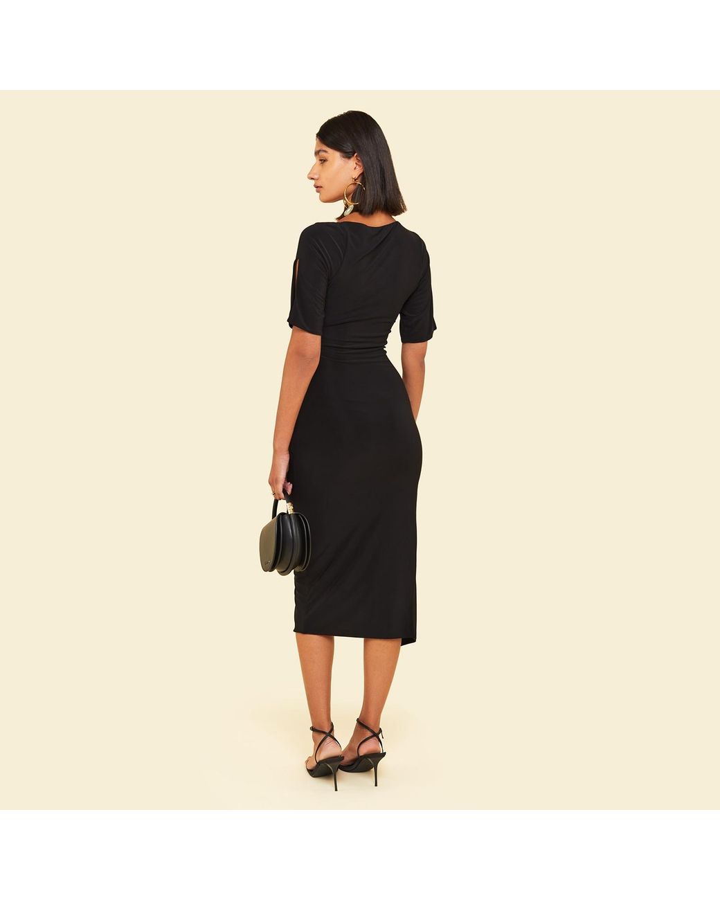 Celestine & Mae Black Latica Midi Dress