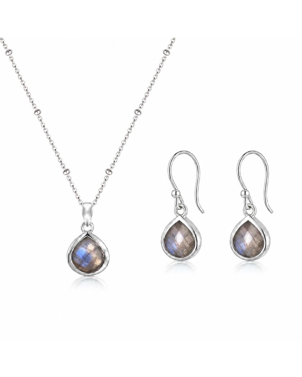 The Jewellery Store London Metallic Sterling Pear Shaped Labradorite Jewellery Set