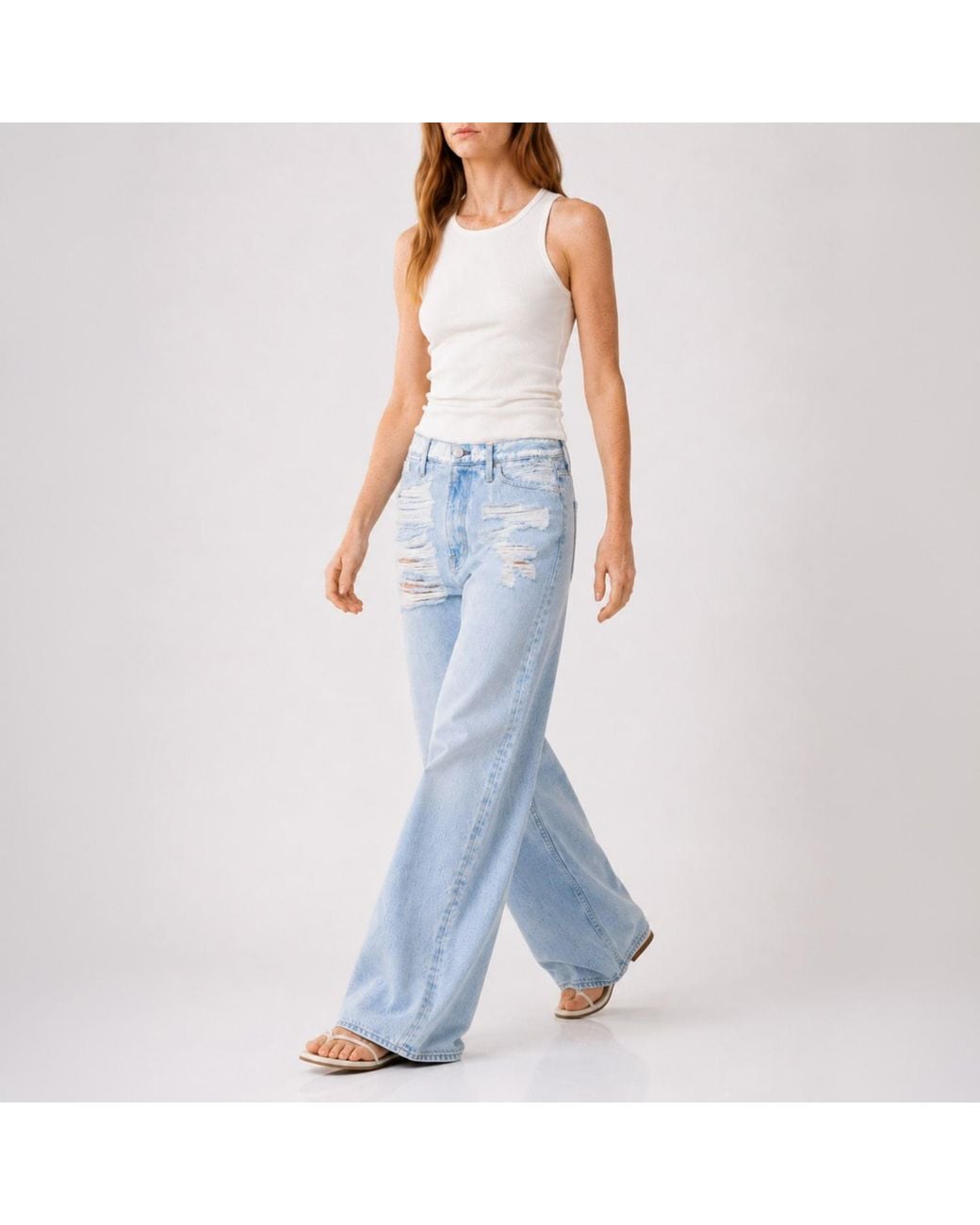 NOEND Blue Alison High Rise Wide Leg