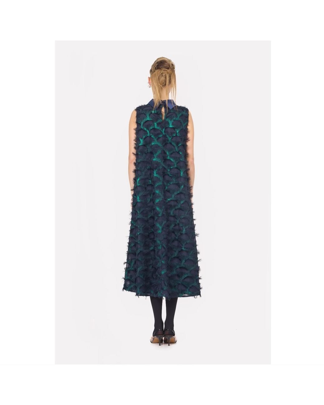 Julia Allert Black Evening Gown A-line Maxi Dress With Fleecy Decor