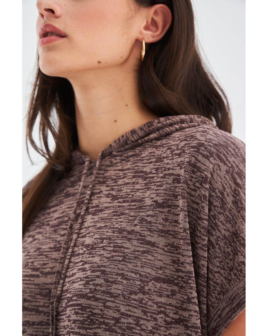 Peraluna Gray Kaira Knitted Hooded Blouse & Shorts Matching Set