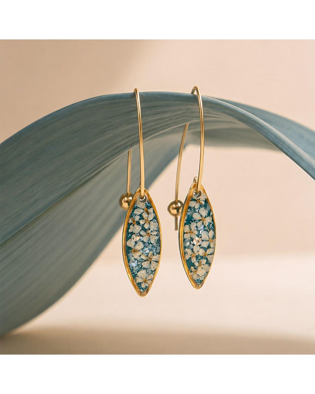 Kate Koel Blue Flower Dangle Earrings