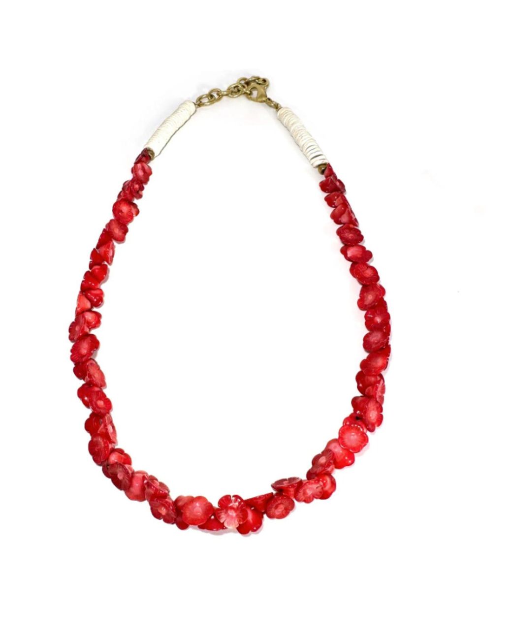 Rachel Nathan Red Bamboo Coral Floral Lei Necklace