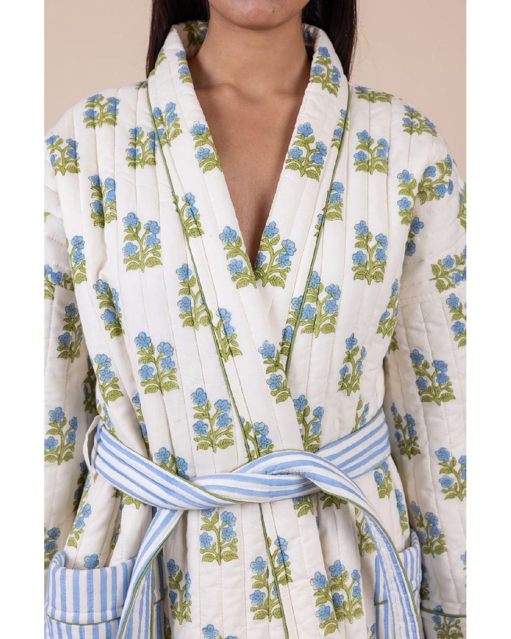 Mooch Cotswolds Metallic Quilted Luxury Cotton Dressing Gown Robe