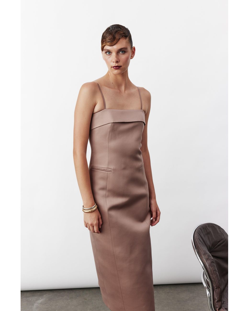NAZLI CEREN Brown Gaia Long Dress