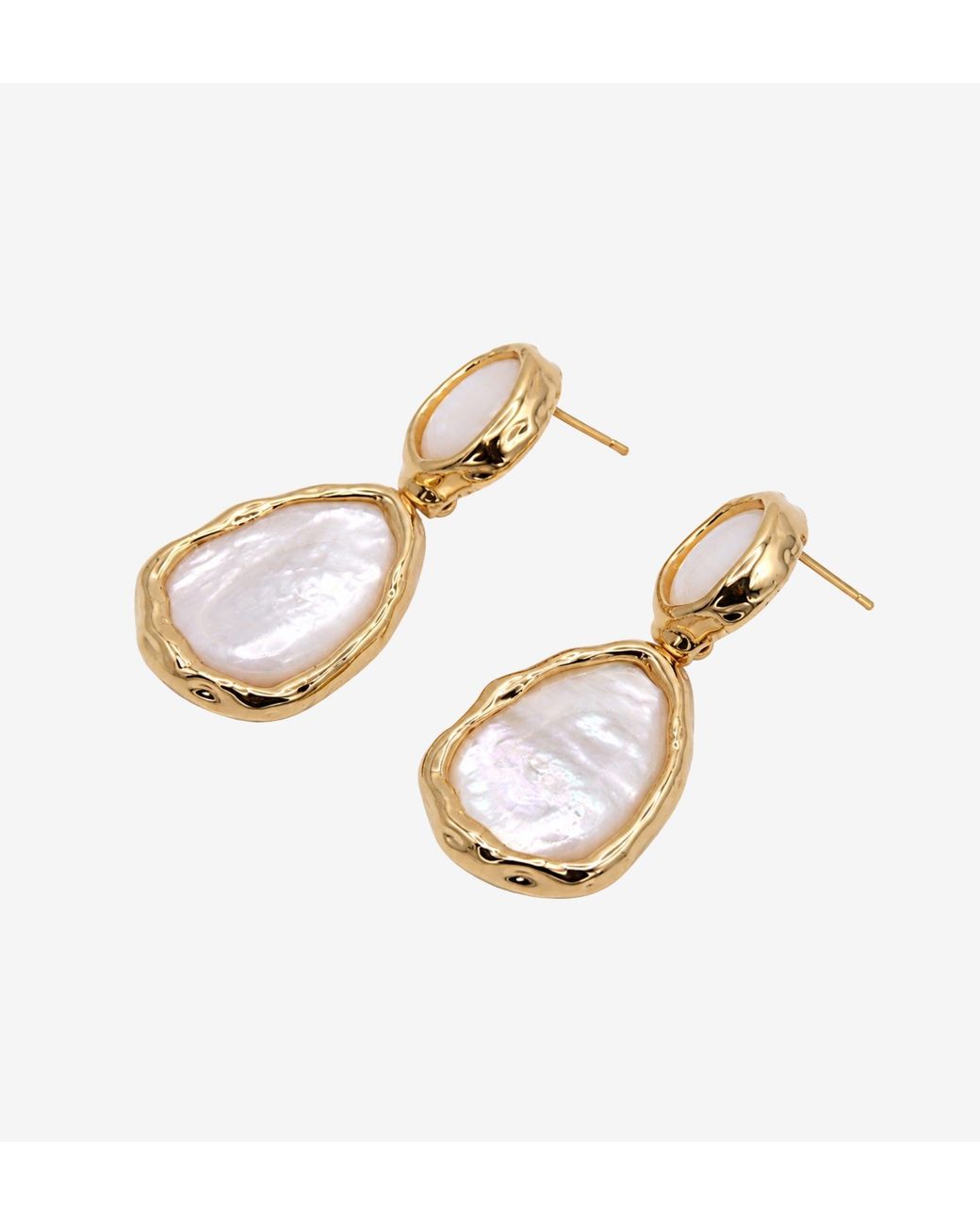 Uchi and Soto Metallic Neutrals Shinju Mother Of Pearl Oversized Drop Earrings
