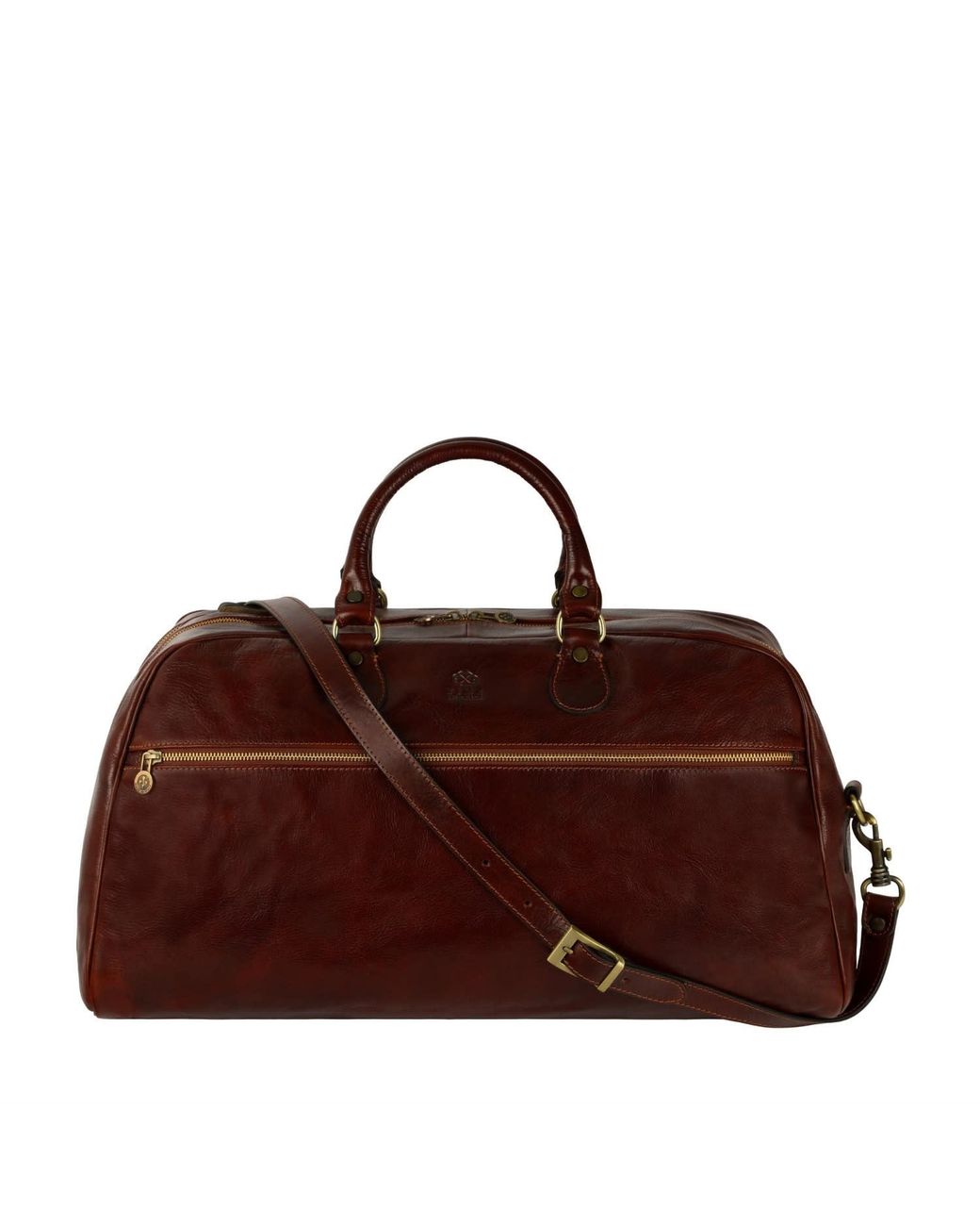 Time Resistance Brown Leather Duffel Bag for men