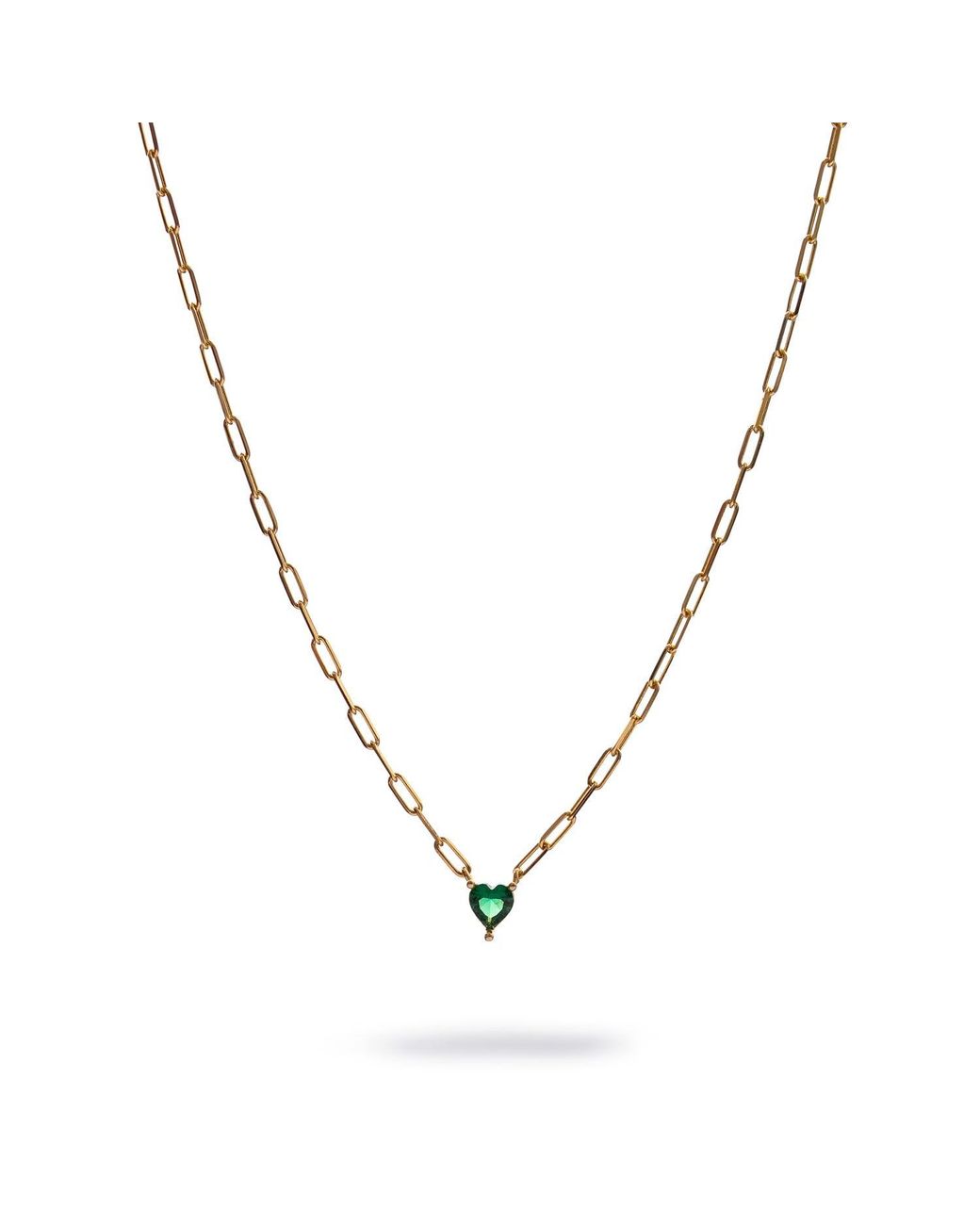 Ebru Jewelry Metallic Emerald Heart Minimalist Necklace