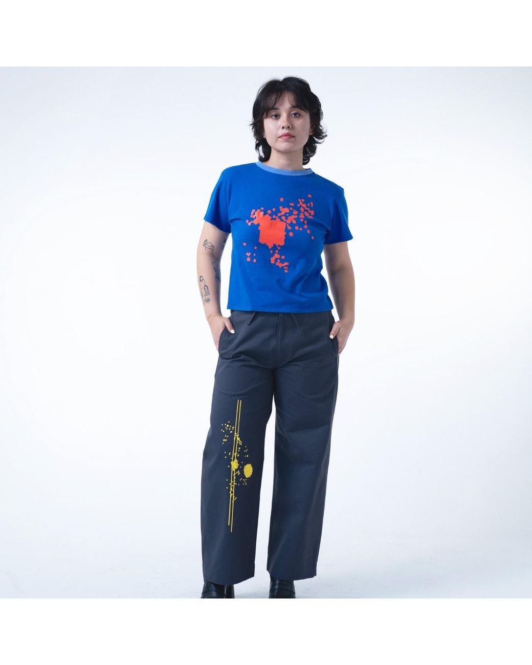 Lilia Munn Blue Boxy Organic Cotton Graphic Tee – for men