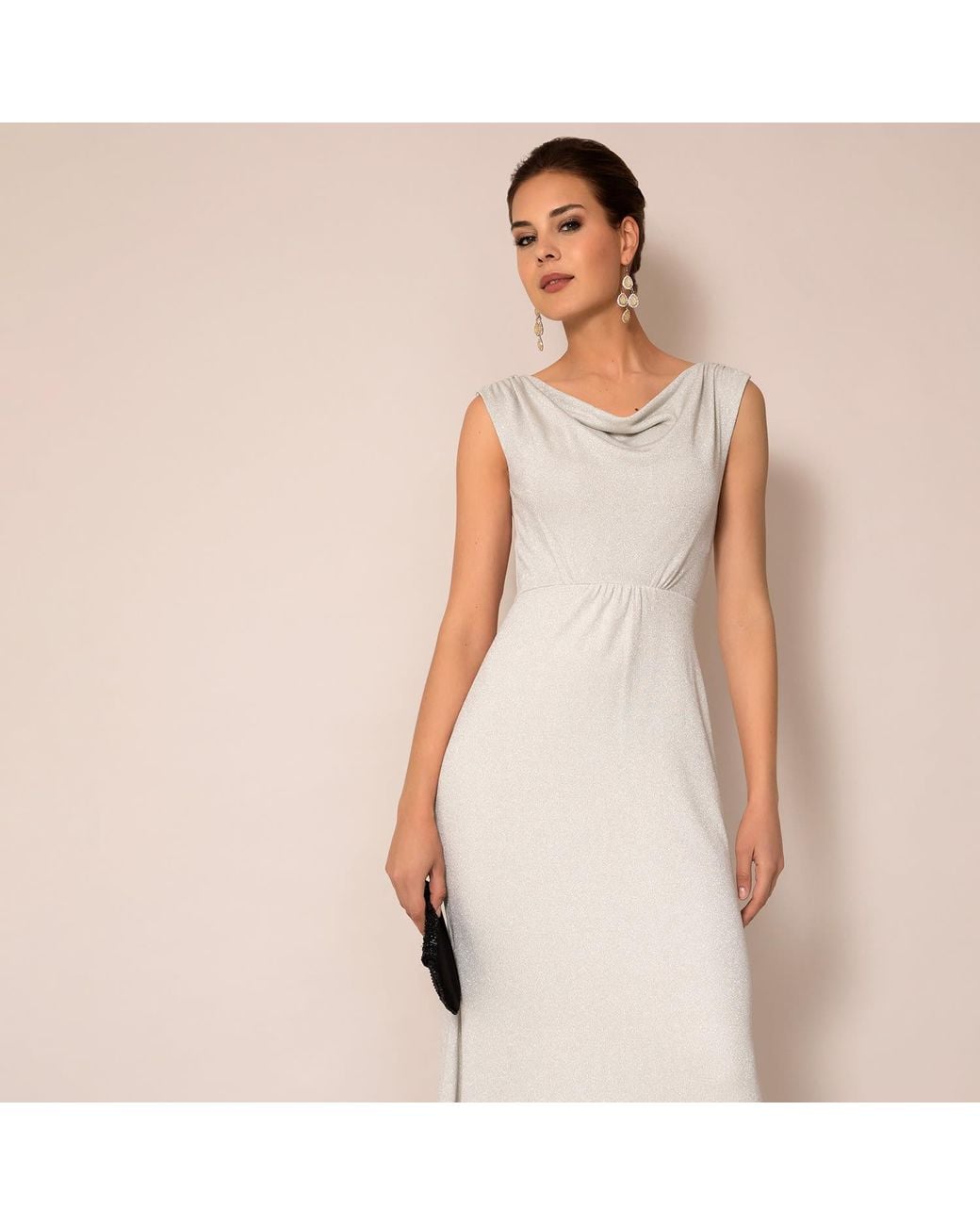 Alie Street London White Cruise Cowl Neck Maxi Dress Moonstone Shimmer
