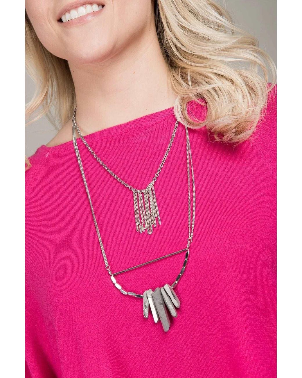 Saachi White Boho Layered Chain Necklace